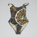 Tory Burch Printed Clip Tank One-Piece Swimsuit Blue / Brown