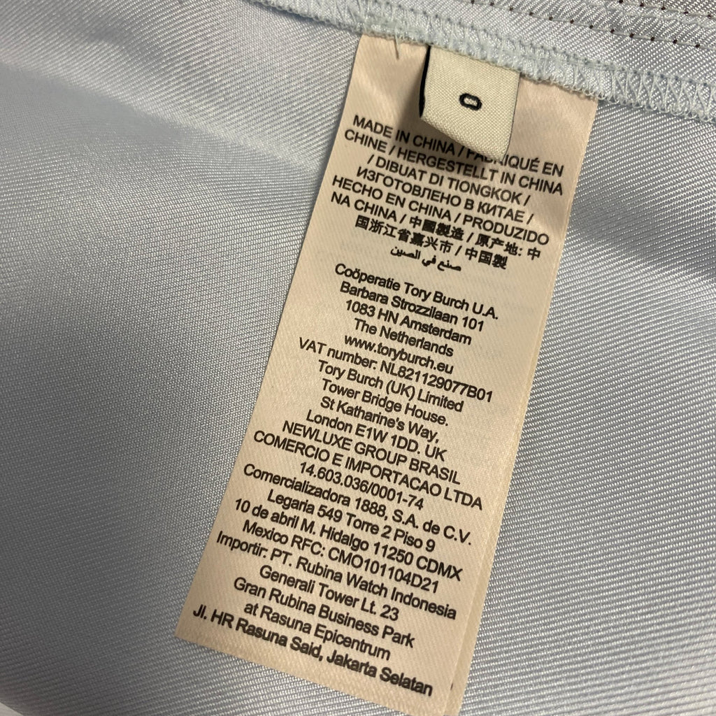 Tory Burch Silk Twill Piped Shirt Iced Blue
